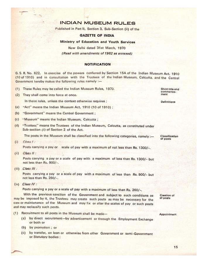 Indian Museum Rules 1970